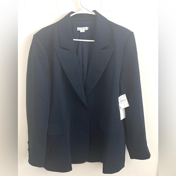 GOOD AMERICAN Longline Blazer Women S/M Luxe Suiting Boyfriend Navy002 Oversized - Picture 2 of 7